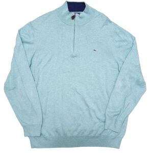 Vineyard Vines Sweater Mens Sz XL Mint Green Cotton 1/4 Zip Pull Over